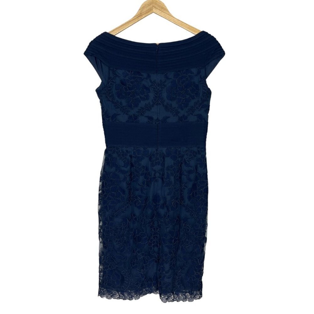 TADASHI SHOJI LACE NAVY BLUE SHEATH DRESS - Picture 7 of 10
